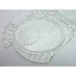 Vintage Clear Glass Fish Snack Trays Set of 5 Dishes Cabin Decor